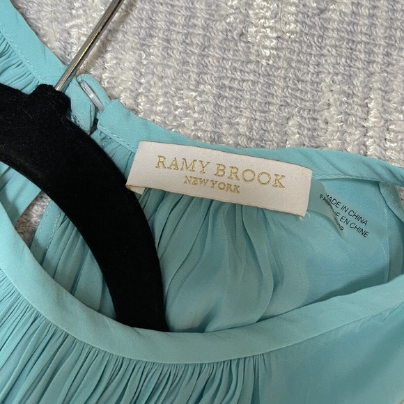 RAMY BROOK AUDREY SMOCKED TORQUOISE MIDI DRESS SMALL - Picture 6 of 9